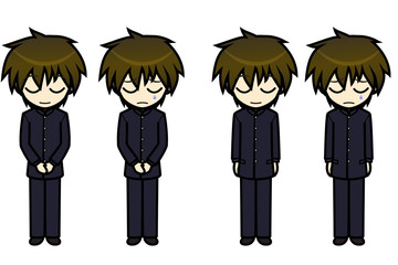 シンプルキャラクター　会話・表情イラスト集　中学生　男子　謝罪