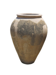 Ancient clay Minoan decorated amphora isolated