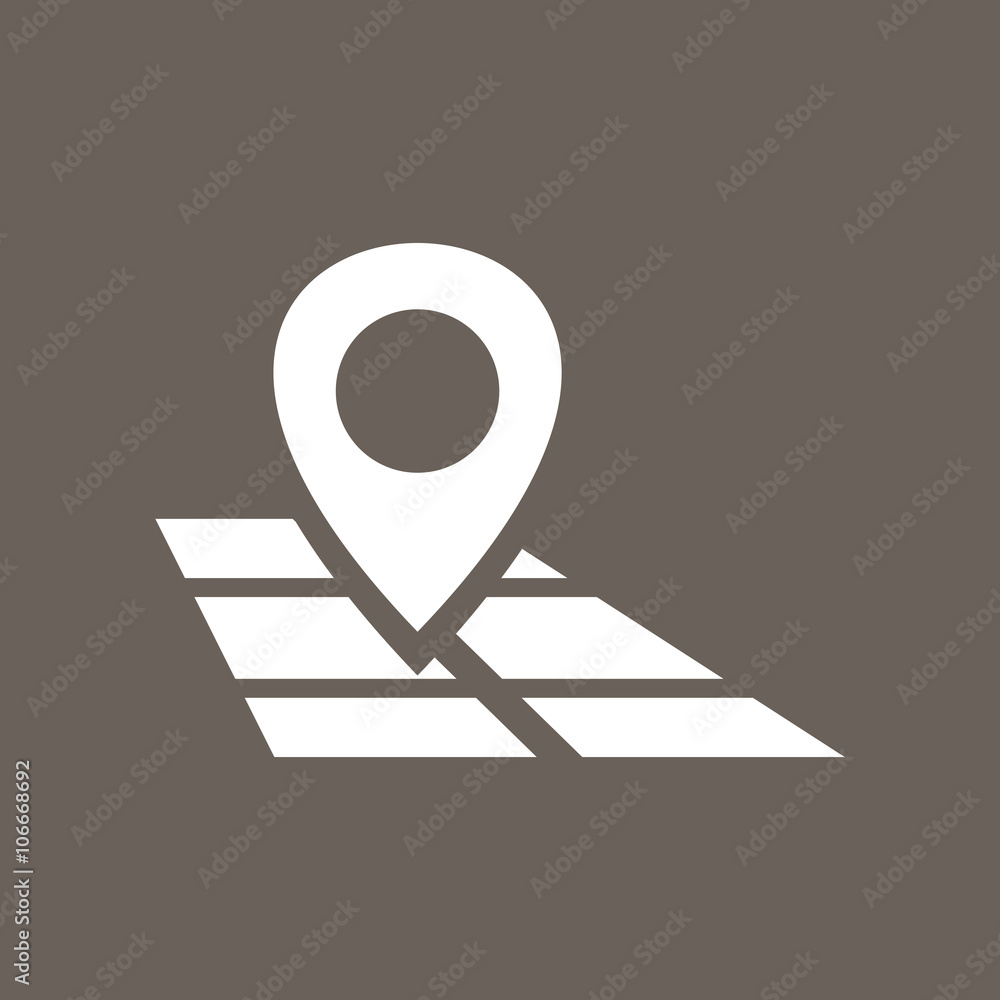 Aufkleber map pointer icon on dark gray color. eps-10.