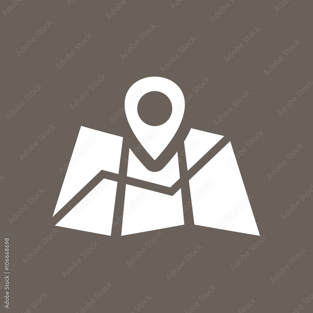 Poster map pointer icon on dark gray color. eps-10.