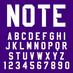 Vector Poster Font. Condensed typeface, bold letters and digits with shadow