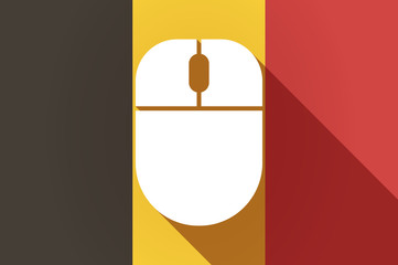 Long shadow Belgium flag with a wireless mouse