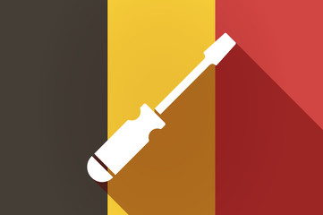 Long shadow Belgium flag with a screwdriver