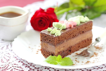 Coffee and chocolate cake