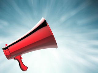 megaphone on blue background