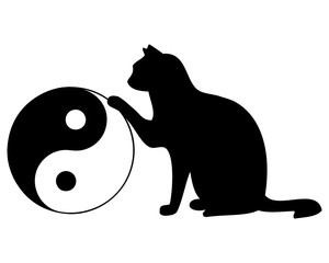 Katze mit Yin und Yang Symbol