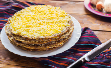 top view of the pieces of savory pie mincemeat