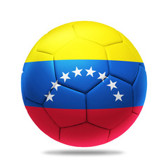 3D soccer ball with venezuela team flag, isolated on white