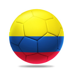 Obraz premium 3D soccer ball with columbia team flag, isolated on white