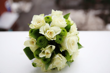 Beautiful bridal bouquet of white roses