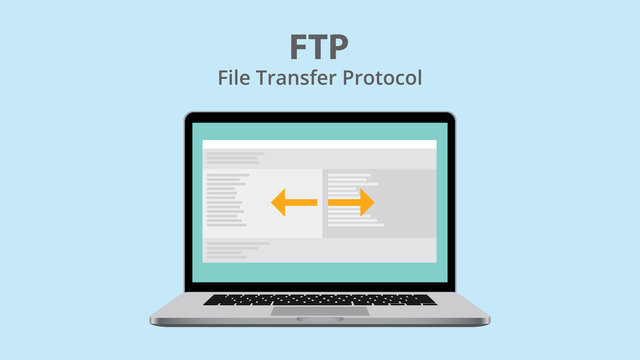 ftp file transfer protocol with data exchange on laptop