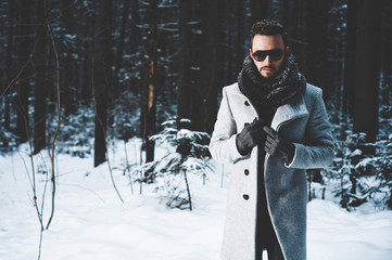 Fashionable handsome man in winter coat
