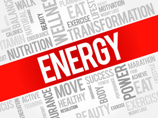 ENERGY word cloud, fitness, sport, health concept