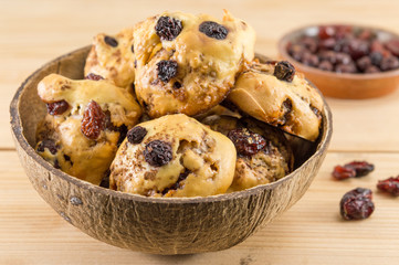 Homemade cookies with aronia and cranberries
