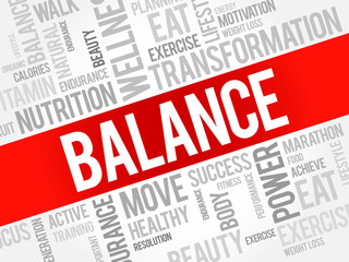 BALANCE word cloud, fitness, sport, health concept