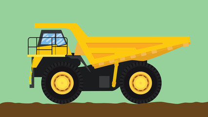 dump truck yellow isolated with big wheel and dirt