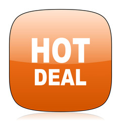hot deal orange square web design glossy icon