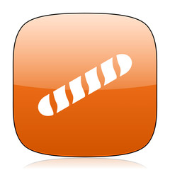 baguette orange square web design glossy icon