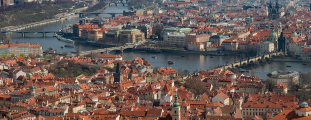 Fototapeten Large Aerial panorama of Prague from Petrin Tower © nexusseven