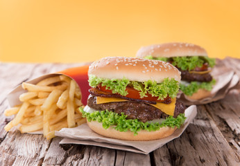 Close-up of home made burgers
