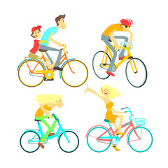 Naklejka premium People On Bikes Set