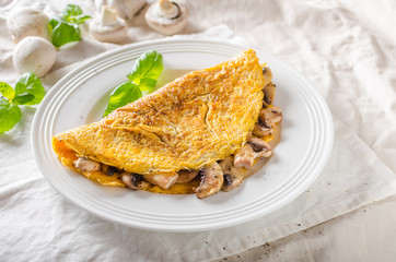 Rustic omelet with mushrooms