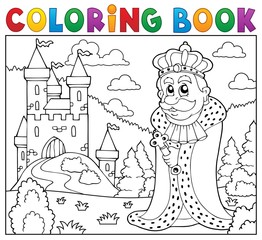 Coloring book king near castle