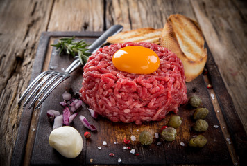 Close up of beef tartar.