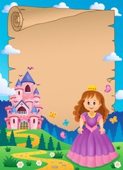 Parchment with princess near castle 2