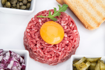 Close up of beef tartar.