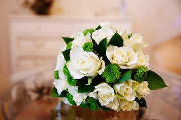 Bridal bouquet of white roses