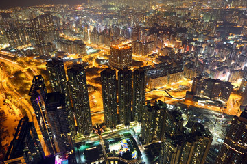 Cityscape of Hong Kong at night