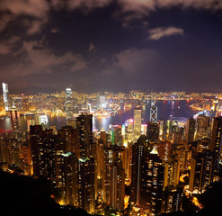 Fototapeta na wymiar Hong Kong at night from Victoria Peak