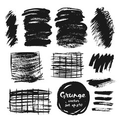 Set of grunge brush strokes. Hand-drawn vector illustration