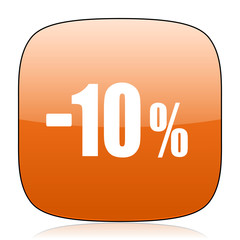 10 percent sale retail orange square web design glossy icon