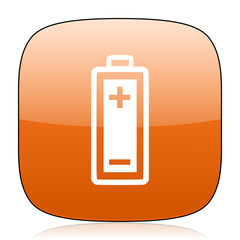 Fototapeta premium battery orange square web design glossy icon