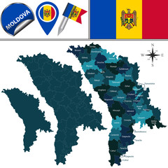 Fototapeta premium Map of Moldova with named divisions