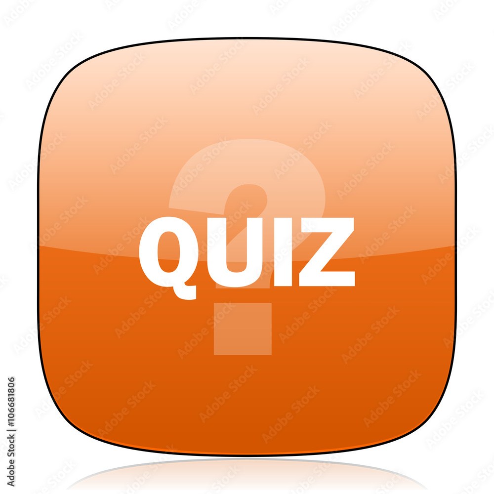 Poster quiz orange square web design glossy icon