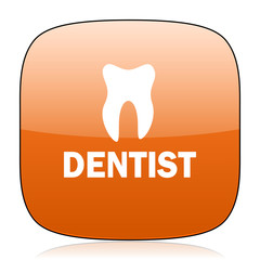 dentist orange square web design glossy icon