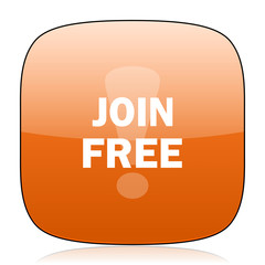 join free orange square web design glossy icon
