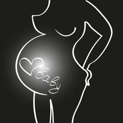 Black white pregnancy
Black and white illustration of a pregnant woman with a glow in her stomach
