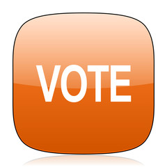 vote orange square web design glossy icon