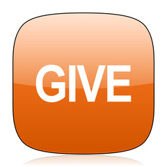 give orange square web design glossy icon