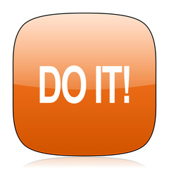 do it orange square web design glossy icon