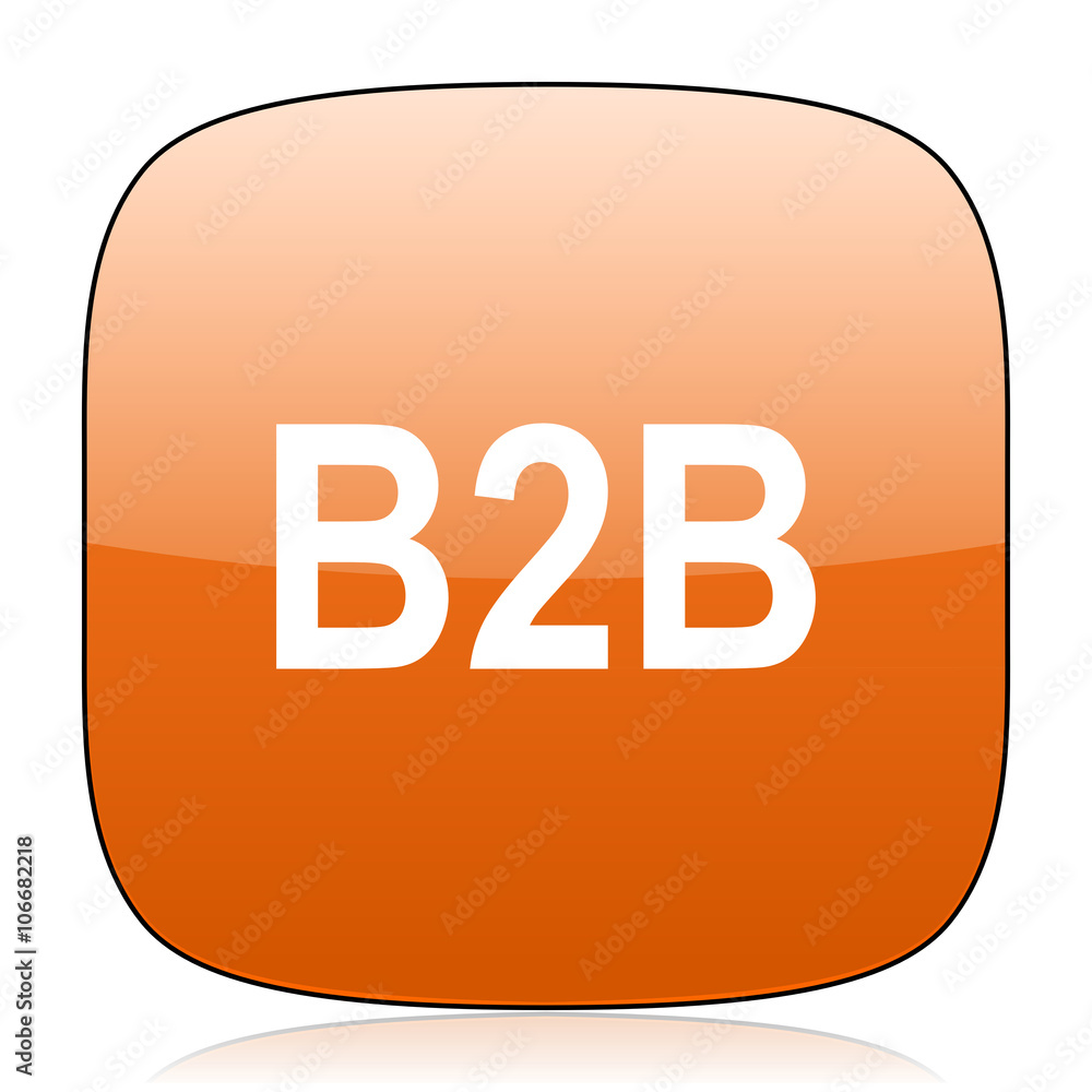 Poster b2b orange square web design glossy icon