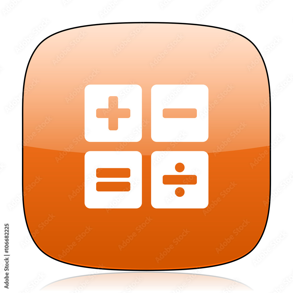 Poster calculator orange square web design glossy icon