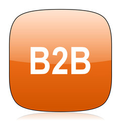 b2b orange square web design glossy icon