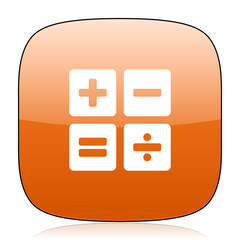 calculator orange square web design glossy icon