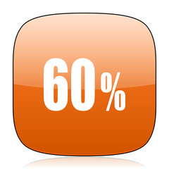 60 percent orange square web design glossy icon