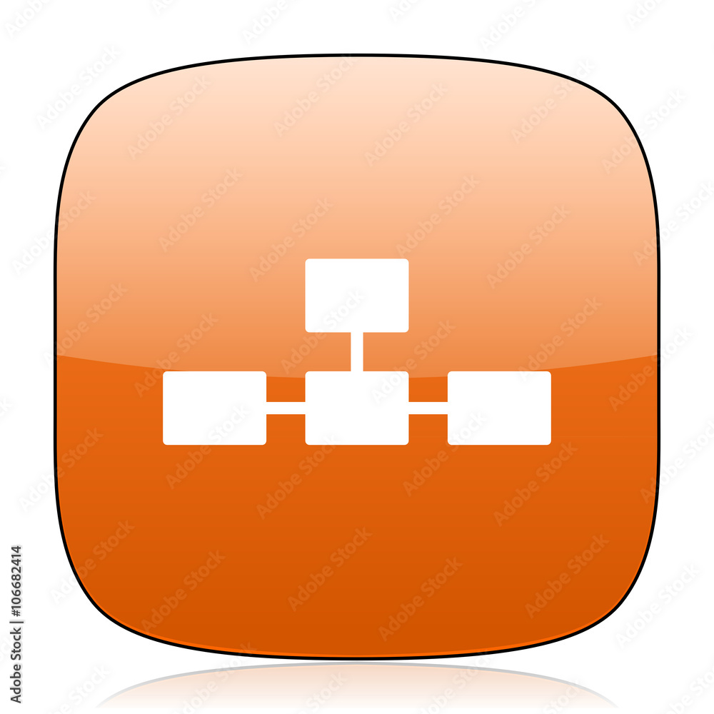 Aufkleber database orange square web design glossy icon